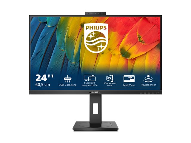 Philips 24B1U5301H - 5000 Series - LED monitor - USB - 23.8\" - 1920 x 1080 Full HD (1080p) @ 75 Hz - IPS - 300 cd/m² - 1000:1 - 4 ms - HDMI, DisplayPort, USB-C - speakers - black