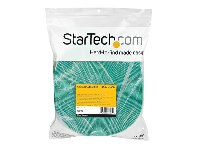 StarTech.com 100ft Hook and Loop Roll, Cut-to-Size Reusable Cable Ties, Bulk Industrial Wire Fastener Tape /Adjustable Fabric Wraps Green / Resuable Self Gripping Cable Management Straps - Adjustable Loop Ties (HKLP100GN) - Hook & loop fastener - 30.48 cm - green - for P/N: HKLP100, HKLP100BL, HKLP100RD, HKLP100YW
