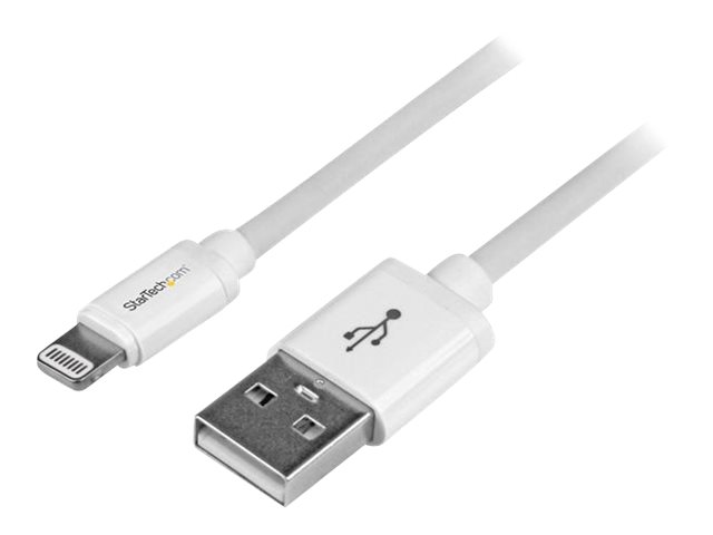 StarTech.com 2m (6ft) Long White Apple 8-pin Lightning Connector to USB Cable for iPhone / iPod / iPad - Charge and Sync Cable (USBLT2MW) - Lightning cable - Lightning male to USB male - 2 m - double shielded - white - for P/N: KITBXAVHDPEU, KITBXAVHDPNA, KITBXAVHDPUK, KITBXDOCKPEU, KITBXDOCKPUK, KITBZDOCK