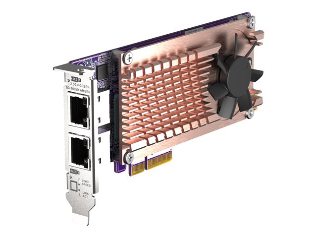 QNAP QM2-2P2G2T - Storage controller - M.2 - M.2 NVMe Card / PCIe 3.0 (NVMe) - low profile - PCIe 3.0 x4, 2.5 Gigabit Ethernet - for QNAP QVP-63, TS-453, 473, 673, 832, 873, TVS-672, 872, h1288, VioStor QVP-85