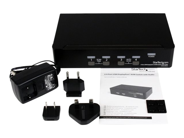 StarTech.com 4 Port DisplayPort KVM Switch w/ Audio - USB, Keyboard, Video, Mouse, Computer Switch Box for 2560x1600 DP Monitor (SV431DPUA) - KVM / audio / USB switch - 4 x KVM / audio / USB - 1 local user - desktop - for P/N: DP4N1USB6, IM12D1500P, SV431RACK, SVA12M2NEUA, SVA12M5NA