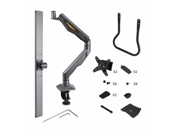 StarTech.com Desk Mount Dual Monitor Arm w/ Crossbar, Up To 27\" Displays - Mounting kit - articulating, mechanical spring - for 2 LCD displays - steel, plastic - black - screen size: 17\"-27\" - desk-mountable - TAA Compliant