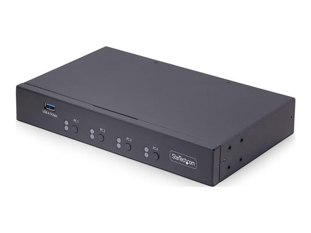 StarTech.com 4-Port KM Switch with Mouse Roaming, USB Switch for Keyboard/Mouse, 3.5mm and USB Audio, Peripheral Sharing for 4 Computers, USB 3.0 Switcher, TAA Compliant - Hotkey/Pushbutton Switching (P4A20132-KM-SWITCH) - Keyboard/mouse switch - 1 l