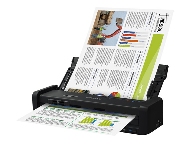 Epson WorkForce DS-360W - Document scanner - Duplex - A4 - 600 dpi x 600 dpi - up to 25 ppm (mono) / up to 25 ppm (colour) - ADF (20 sheets) - up to 500 scans per day - USB 3.0, Wi-Fi(n)