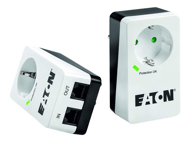 Eaton Protection Box 1 Tel@ DIN - Surge protector - AC 220-250 V - 4000 Watt - output connectors: 1 - white