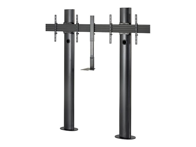 B-TECH Mode-AL BT8711 - Stand - bolt-down - for 2 flat panels - premium, 2 m - lockable - black - screen size: 56\"- 65\" - mounting interface: up to 600 x 400 mm - on-floor