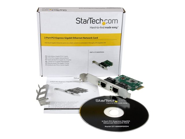 StarTech.com Dual Port Gigabit PCI Express Server Network Adapter Card - 1 Gbps PCIe NIC - Dual Port Server Adapter - 2 Port Ethernet Card (ST1000SPEXD4) - Network adapter - PCIe low profile - Gigabit Ethernet x 2 - for P/N: ET91000SM10, ET91000SM20
