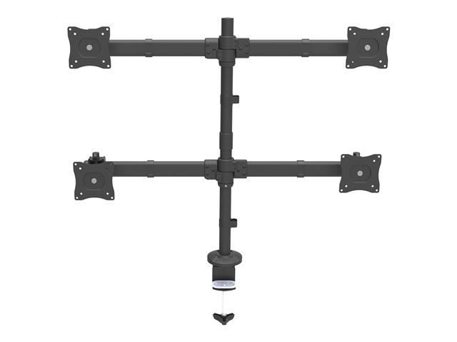 StarTech.com Desk Mount Quad Monitor Arm, Ergonomic VESA 4 Monitor Mount 2x2 up to 27\", Articulating & Height Adjustable Pole Mount, Tilt/Swivel/Rotate LCD/LED Screen, Clamp/Grommet - Heavy-duty VESA Mount (ARMQUAD) - Mounting kit - adjustable arm - for 4 monitors - heavy duty steel - screen size: 13\"-27\" - desk-mountable
