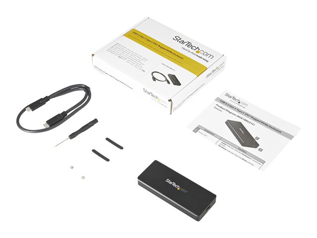 StarTech.com USB-C 10Gbps M.2 NVMe PCIe SSD Enclosure, Rugged Aluminum External M.2 PCIe M-Key Case IP67 Rated, 1GB/s Read/Write, Supports 2230/2242/2260/2280, TB3 Compatible, Mac/PC - 1.6ft USB-C Cable Incl - Storage enclosure - M.2 - M.2 Card - USB 3.2 (Gen 2) - black - for P/N: PEXUSB321C