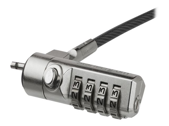 StarTech.com 6.5ft (2m) Laptop Cable Lock, 4 Digit Combination Laptop/Desktop Security Cable Lock for K-Slot Devices/Computers/Monitors, Portable Anti-Theft Vinyl Coated Steel Cable Lock - K Slot Laptop Lock (LTLOCK4D) - Security cable lock - 2 m