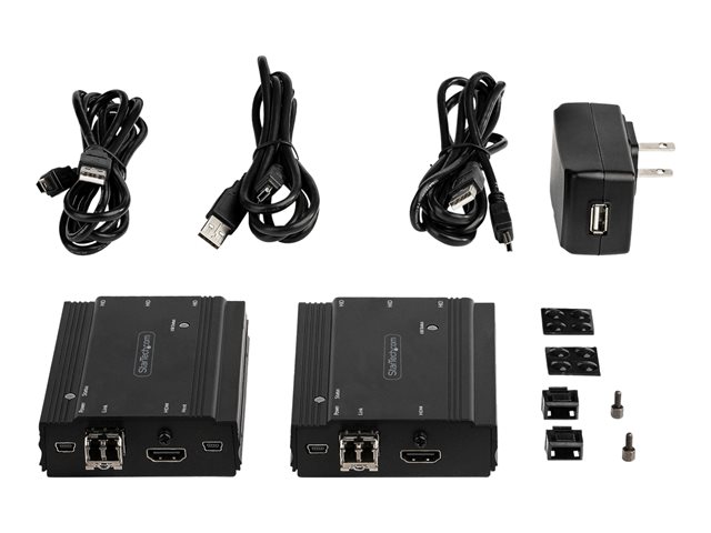 StarTech.com 4K HDMI KVM Extender over Fiber, HDMI Video & USB over Fiber, up to 984ft/300m (MultiMode), 10G MMF SFP+ modules, Remote KVM Switch/Console Extender, KVM Extension Kit (TX/RX) - Transmitter & Receiver - KVM / audio extender - 10GbE - over fibre optic - USB - 10GBase-SR - up to 300 m - 850 nm