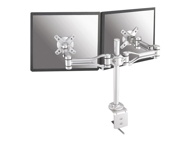 Neomounts FPMA-D1030D - Mounting kit - full-motion - for 2 LCD displays - silver - screen size: 10\"-24\" - clamp mountable, desk-mountable