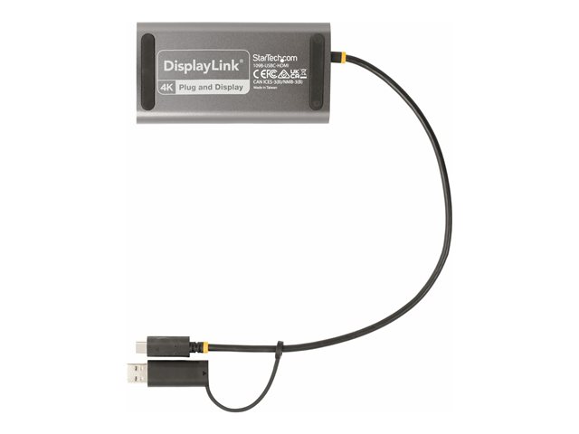 StarTech.com USB-C to Dual-HDMI Adapter, USB-C or A to 2x HDMI, 4K 60Hz, 100W PD Pass-Through, 1ft (30cm) Built-in Cable, External Video Graphics Adapter - USB to HDMI Multi-Monitor Converter for Laptop (109B-USBC-HDMI) - Adapter - TAA Compliant - US