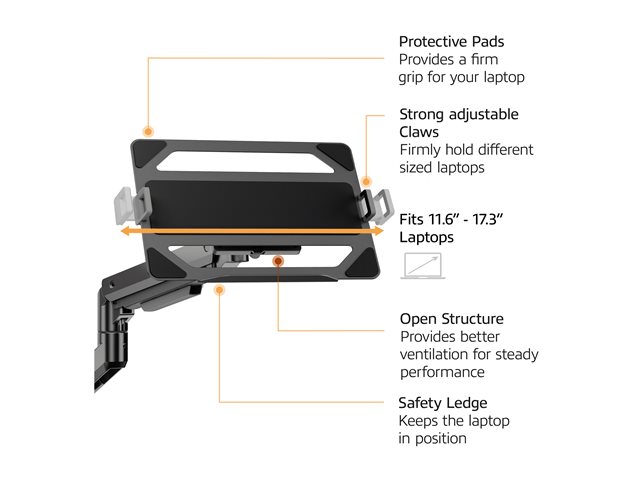 ACT - Mounting kit (monitor arm) - for LCD display / notebook - aluminium, plastic, steel - black - screen size: 17\"-49\" (monitor) / up to 17.3\" (notebook)