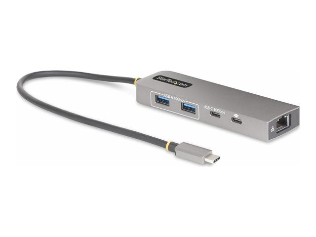 StarTech.com 3-Port USB-C Hub with 2.5 Gigabit Ethernet and 100W Power Delivery Passthrough Laptop Charging, USB-C to 2x USB-A/1x USB-C, USB 3.2 10Gbps Type-C Adapter Hub - Windows/macOS/Linux/Chromebook (10G2A1C25EPD-USB-HUB) - Hub - compact - 1 x U