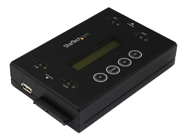 StarTech.com Drive Duplicator & Eraser for USB Flash Drives & 2.5 / 3.5\" SATA SSDs/HDDs- 1:1 duplication plus cross-interface - Standalone (SU2DUPERA11) - Hard drive / USB drive duplicator - 1 bays (Serial ATA-600 / USB) - for P/N: SVA12M5NA