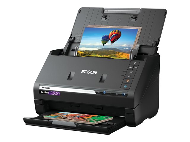 Epson FastFoto FF-680W - Document scanner - Contact Image Sensor (CIS) - Duplex - A4 - 600 dpi x 600 dpi - up to 45 ppm (mono) / up to 45 ppm (colour) - ADF (100 sheets) - USB 3.0, Wi-Fi(n)
