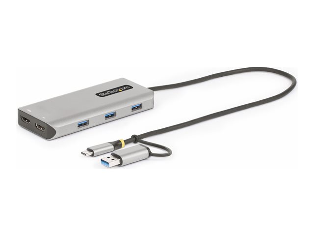 StarTech.com USB-C Multiport Adapter w/Attached USB-C to USB-A Dongle, Dual HDMI (4K30Hz/1080p60Hz), 3x USB-A, Mini Laptop Docking Station, Travel Dock, 1.3ft/40cm Cable - Dual Display M1/M2 MacBook/Windows/Chrome (167B-USBC-MULTIPORT) - Docking stat