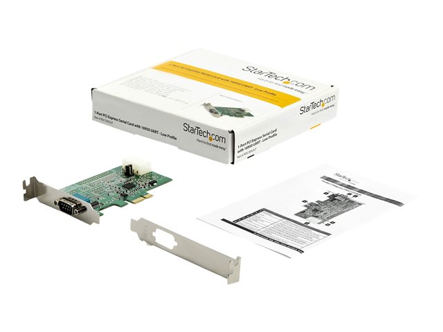 StarTech.com 1-port PCI Express RS232 Serial Adapter Card, PCIe RS232 Serial Host Controller Card, PCIe to Serial DB9 COM Port, 16950 UART, Low Profile Expansion Card, Windows/macOS/Linux - Full/Low-Profile (PEX1S953LP) - Serial adapter - PCIe low profile - RS-232 x 1