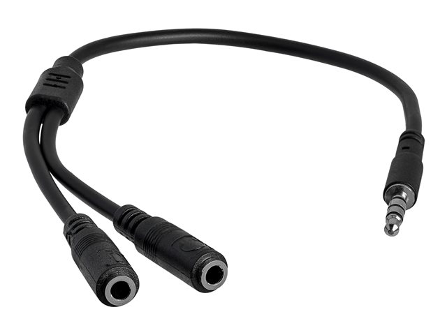 StarTech.com 4 Position to 2x 3 Position 3.5mm Headset Splitter Adapter - Headset splitter - 4-pole mini jack male to mini jack female - 20 cm - black - for P/N: DK30A2DH, DK30CHDDPPD, DK30CHDPPDUE, MST30C2HDPPD, USB3SMDOCK4K, USB3VDOCKD