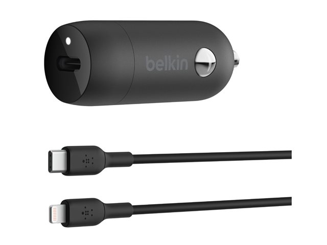Belkin BoostCharge - Car power adapter - 30 Watt - 3 A - Fast Charge, Power Delivery 3.1 (24 pin USB-C) - black