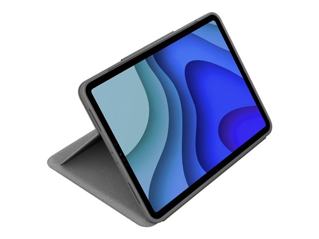 Logitech Folio Touch - Keyboard and folio case - with trackpad - backlit - Apple Smart connector - AZERTY - French - oxford grey - for Apple 10.9-inch iPad Air (4th generation, 5th generation)