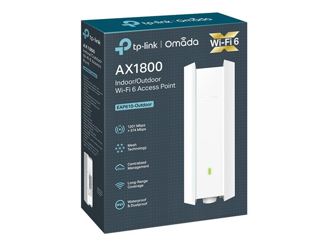 TP-Link Omada EAP610-Outdoor - Radio access point - Wi-Fi 6 - 2.4 GHz, 5 GHz - cloud-managed - wall / pole mountable