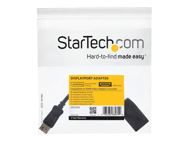 StarTech.com DisplayPort to HDMI Adapter - 1920 x 1200 - DP to HDMI Converter - Plug and Play DisplayPort to HDMI Dongle (DP2HDMI) - Adapter - DisplayPort male to HDMI female - 24 cm - black - for P/N: MST14DP123DP, MSTCDP123DP, SV231QDPU34K, TB3DK2DPPDUE, TB3DKDPMAW, TB3DKDPMAWUE