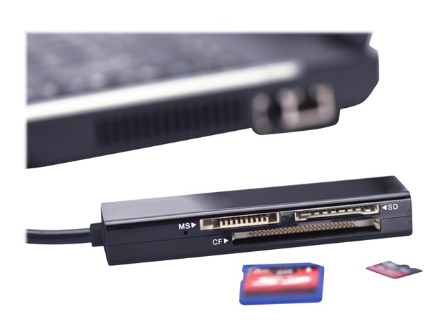USB 3.0 CARD READER 4-PORT SUPPORTS MSSDT-FLASHCF FORMATS BLACK