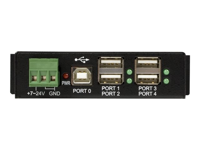 StarTech.com Rackmount USB 2.0 Hub - 4 Port Rugged Industrial USB 2.0 Hub - Hub - 4 x USB 2.0 - DIN rail mountable - DC power - for P/N: ITB20D3250, MSDREADU2OTG, USB2HAB15, USB2HAB30AC, USB2HAB50AC, USB2HABM1, USB2HABM6RA