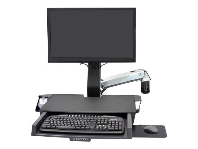 Ergotron StyleView - Mounting kit (wrist rest, track mount bracket kit, slide-out mouse tray, height adjust bracket, barcode scanner and mouse holder, combo arm, work surface with keyboard tray) - for LCD display / PC equipment - polished aluminium - screen size: up to 24\"