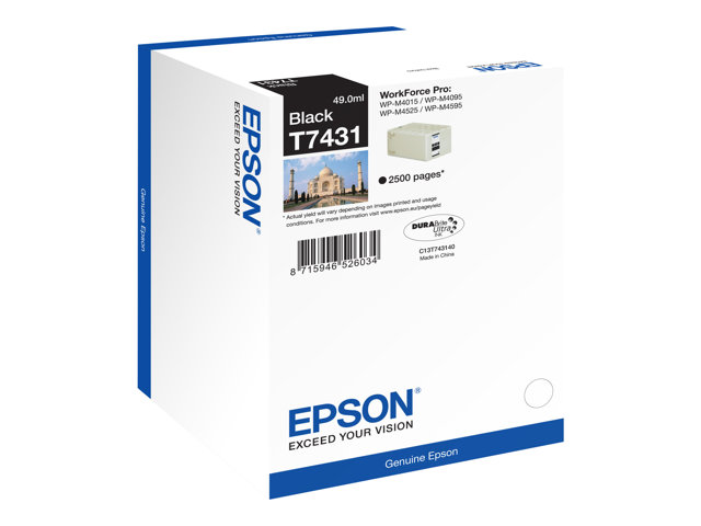 Epson T7431 - 49 ml - black - original - ink cartridge - for WorkForce Pro WP-M4015, WP-M4095, WP-M4525, WP-M4595