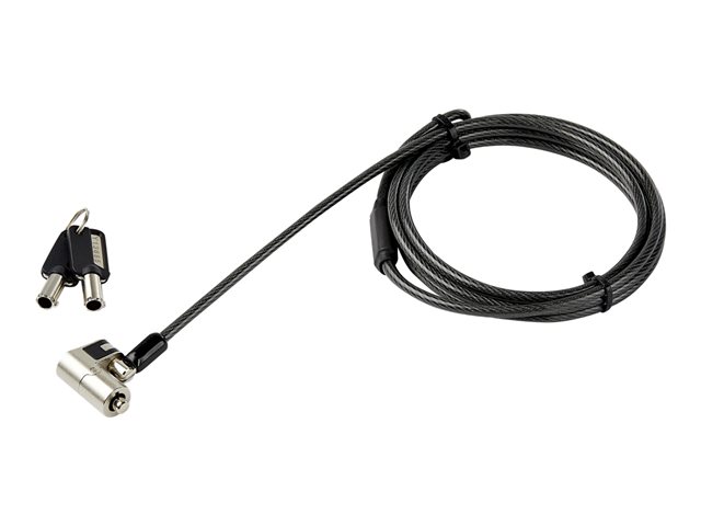 StarTech.com 6.5' (2m) 3-in-1 Universal Laptop Cable Lock, Keyed Laptop/Desktop Security Cable Lock Compatible w/ K-Slot, Nano & Wedge Slot Computer, Anti-Theft Steel Cable Lock w/ Keys - Universal Laptop Lock - Security cable lock - 2.03 m