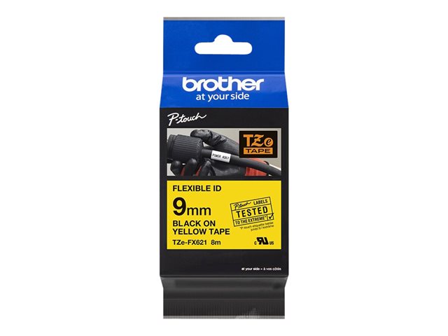 Brother TZe-FX621 - Black on yellow - Roll (0.9 cm x 8 m) 1 cassette(s) flexible tape - for Brother PT-D210, D600, H110, P-Touch PT-1005, D450, E310, H110, P-Touch Cube Pro PT-P910