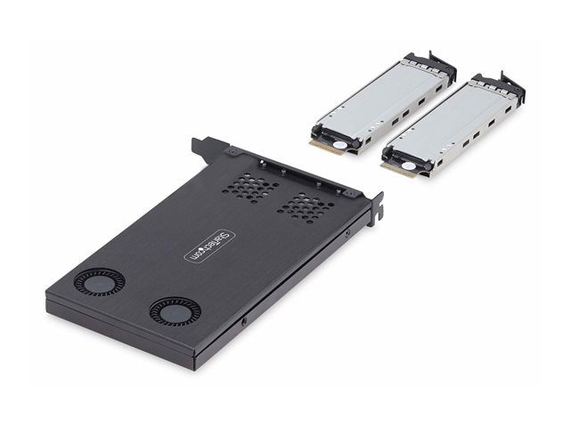StarTech.com Dual-Bay M.2 NVMe SSD Removable Mobile Rack for PCIe x8 Slot - Interface adapter - M.2 - M.2 NVMe Card / PCIe (NVMe) - PCIe 4.0 x8 - black
