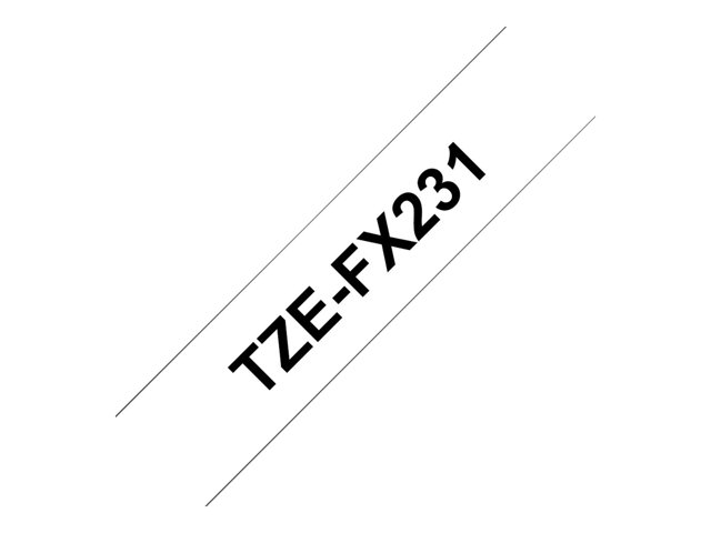 Brother TZe-FX231 - Self-adhesive - black on white - Roll (1.2 cm x 8 m) 1 cassette(s) laminated tape - for P-Touch PT-E310, E550, P900, P-Touch Cube PT-P910, P-Touch Cube Pro PT-P910