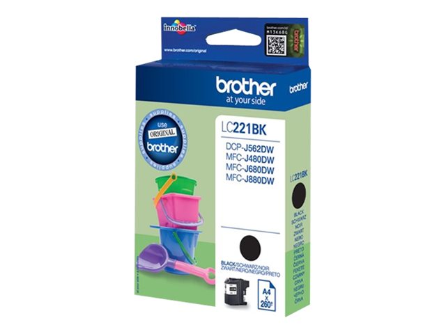 Brother LC221BK - Black - original - ink cartridge - for Brother DCP-J562DW, MFC-J480DW, MFC-J680DW, MFC-J880DW