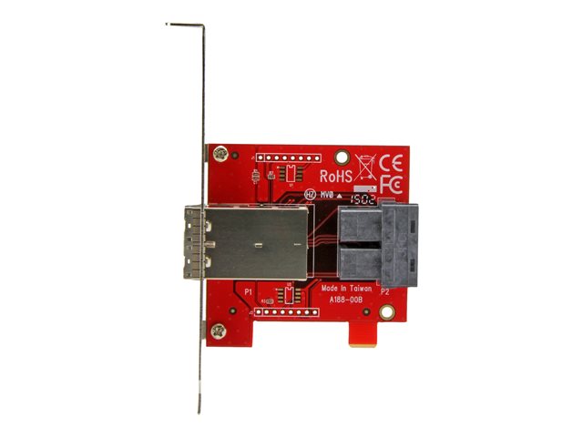 StarTech.com Mini-SAS Adapter - Dual SFF-8643 to SFF-8644 - with Full and Low-Profile Brackets - 12Gbps - SAS internal to external panel - SAS 12Gbit/s - 4 x Mini SAS HD (SFF-8643) (F) to 36 pin 4x Mini SAS HD (SFF-8644) (F)