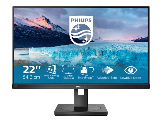 Philips S-line 222S1AE - LED monitor - 22\" (21.5\" viewable) - 1920 x 1080 Full HD (1080p) @ 75 Hz - IPS - 250 cd/m² - 1000:1 - 4 ms - HDMI, DVI-D, VGA, DisplayPort - speakers - textured black