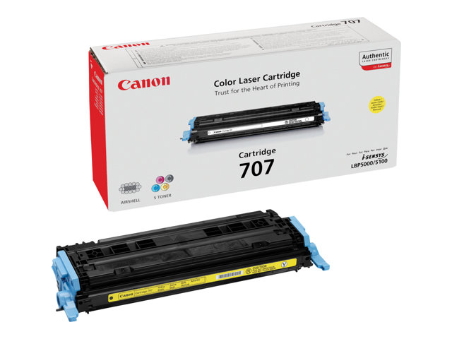 Canon 707Y - Yellow - original - toner cartridge - for i-SENSYS LBP5000, LBP5100, Laser Shot LBP-5000, 5100