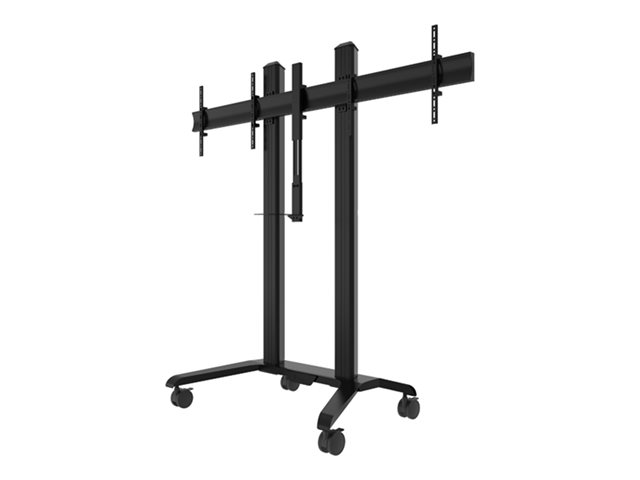 B-TECH System X BT8516 - Cart - for 2 flat panel / AV system - universal - heavy duty steel - black - screen size: 56\"- 65\" - mounting interface: up to 600 x 400 mm