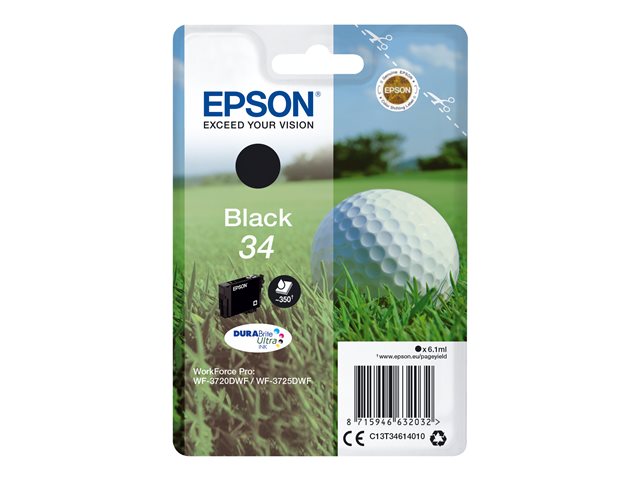 Epson 34 - 6.1 ml - black - original - ink cartridge - for WorkForce Pro WF-3720, WF-3720DWF, WF-3725DWF