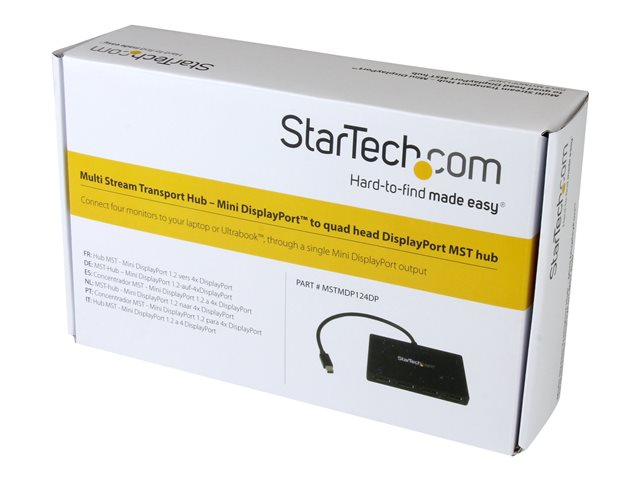 StarTech.com 4 Port Mini DisplayPort MST Hub - 4K 30Hz - Mini DP to DisplayPort Splitter for Multiple Monitors - mDP to DP (MSTMDP124DP) - Video splitter - 4 x DisplayPort - desktop