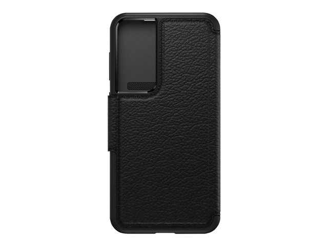 OtterBox Strada Series - Flip cover for mobile phone - leather, synthetic rubber - shadow black - for Samsung Galaxy S23+