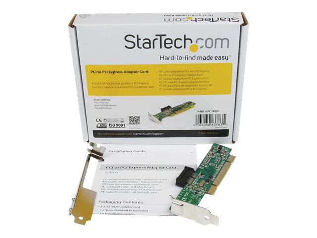 StarTech.com PCI to PCI Express Adapter Card - PCIe x1 (5V) to PCI (5V & 3.3V) slot adapter - Low Profile - PCI1PEX1 - PCIe x1 to PCI slot adapter