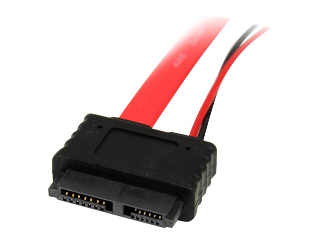 StarTech.com 12in Slimline SATA to SATA with LP4 Power Cable Adapter (SLSATAF12) - SATA cable - Serial ATA 150/300/600 - Slimline SATA (F) to SATA, 4 pin internal power (12V) - 30 cm - red