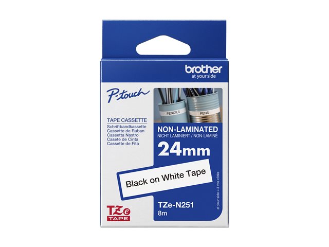 Brother TZe-N251 - Black on white - Roll (2.4 cm x 8 m) 1 cassette(s) non-laminated tape - for Brother PT-D600, P-Touch PT-E800, P-Touch Cube Plus PT-P710, P-Touch Cube Pro PT-P910