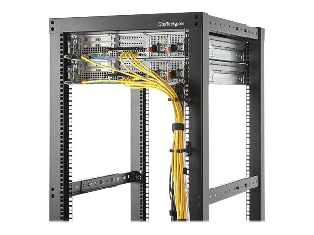 StarTech.com 1U Vertical 1.8 x 3.9in Server Rack Cable Management D-Ring Hook w/ Flexible Opening - Network Rack-Mount Cord Organizer Ring (CMHOOK1UN) - Cable management ring - black - 1U - for P/N: RACK-18U-20-WALL-OA, RACK-21U-20-WALL-OA, RACK-24U-20-WALL-OA, RK3236BKF, RKQMCAB12V2