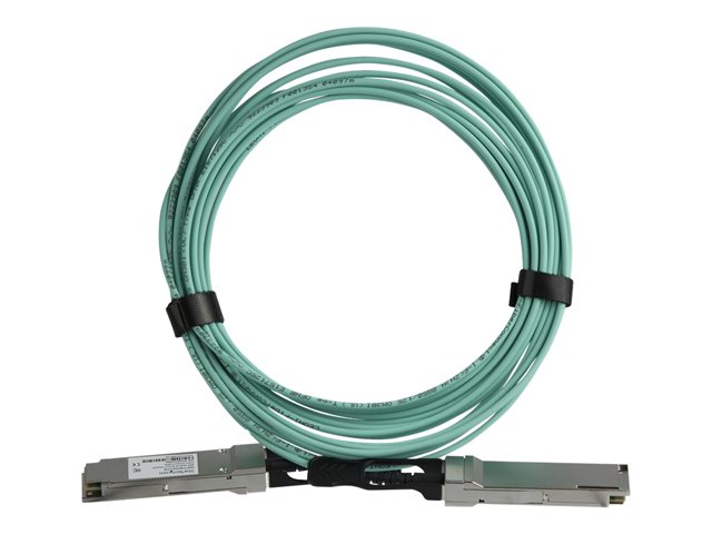 StarTech.com MSA Uncoded Compatible 7m/23ft 40G QSFP+ to QSFP+ AOC Cable, 40 GbE QSFP+ Active Optical Fiber, 40 Gbps QSFP Plus/Transceiver Module Cable, 40GE QSFP+ Active Optical Cable - Lifetime Warranty (QSFP40GAO7M) - 40GBase direct attach cable - QSFP+ latched to QSFP+ latched - 7 m - fibre optic - SFF-8436 - active - black