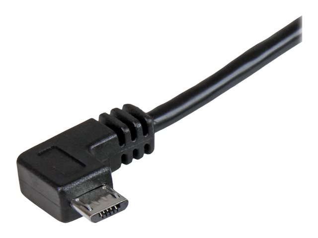 StarTech.com 1m 3 ft Micro-USB Charge-and-Sync Cable - Right-Angle Micro-USB - M/M - USB to Micro USB Charging Cable - 30/24 AWG (USBAUB1MRA) - USB cable - Micro-USB Type B (M) to USB (M) - USB 2.0 - 1 m - right-angled connector - black - for P/N: USB2PCARBK, USB2PCARBKS, USBEXTAA10BK, USBEXTAA6BK, USBLT2PCARW, USBUB2PCARB